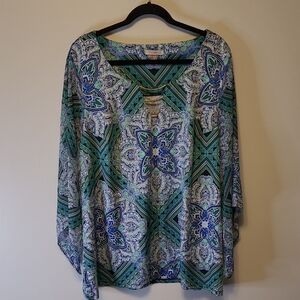 Cato Green and Blue Patterned Blouse